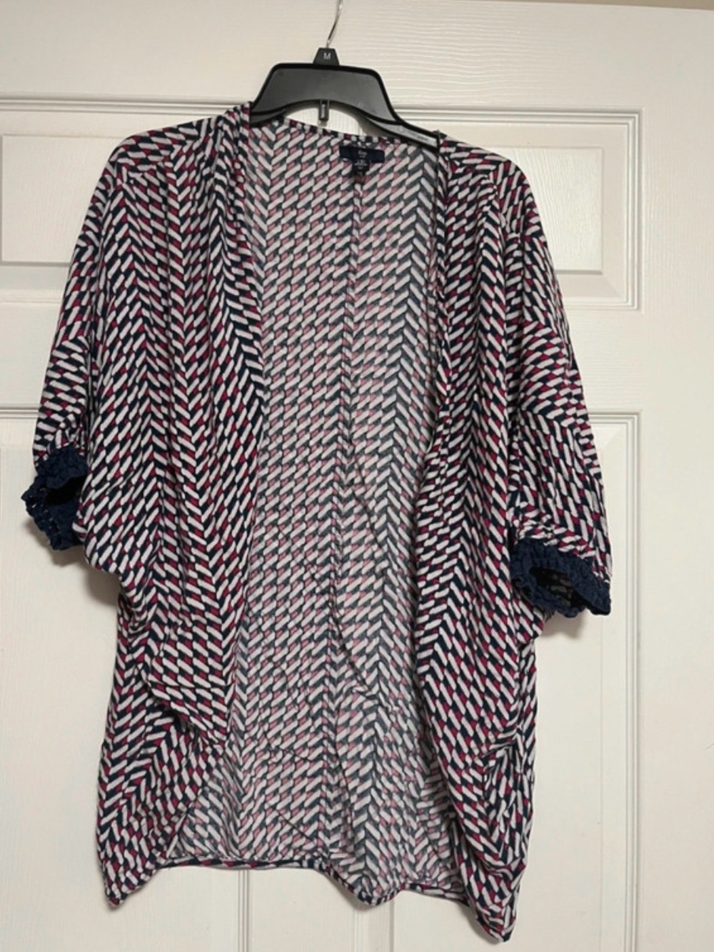 GAP Navy, White & Pink Open-Front Kimono